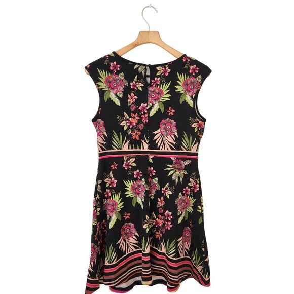 New York & Company Floral Print Sleeveless Dress Black Pink Casual Comfy Cute - Picture 2 of 10